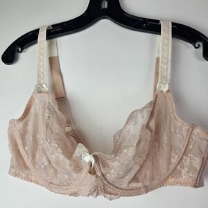 Paramour 42C Style 115005 Sheer Lace‎ Beige Underwire Bra Romantic